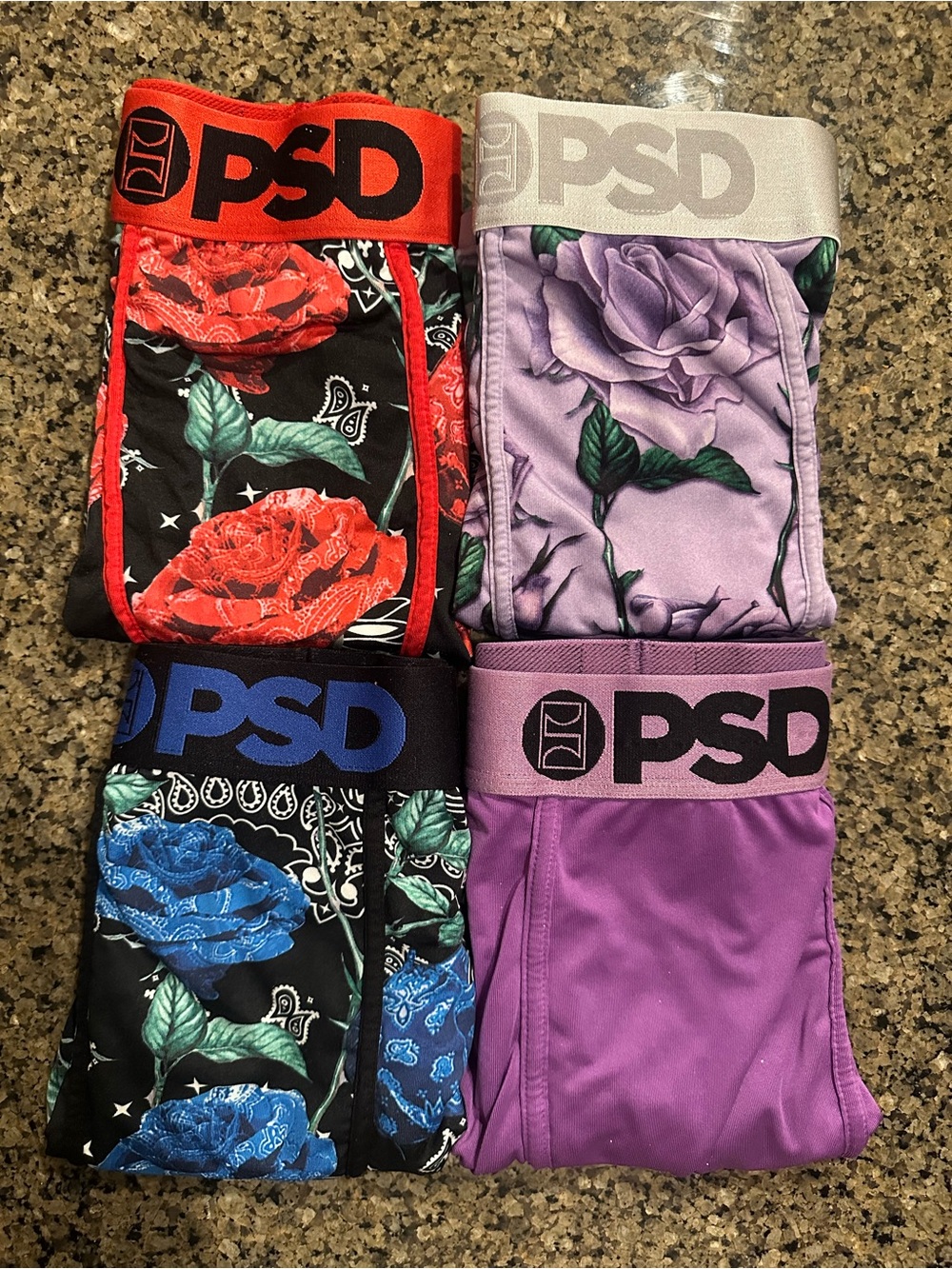 PSD Men's Boxer Briefs Set - Red, Purple, Blue, Lilac
